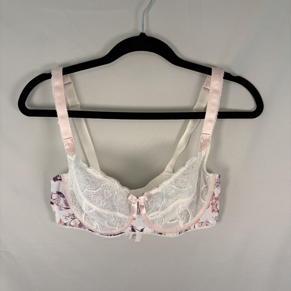 Aubade Paris 34D Comfort Full Cup Underwire Bra Sheer Lace Lingerie Floral NWOT - Picture 3 of 11